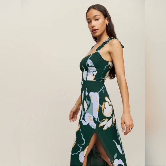 Reformation Green Floral Besse Dress - Size 2 - Picture 2 of 10